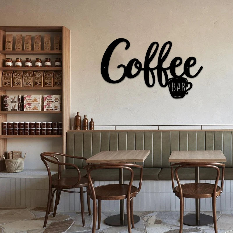 Metal Coffee Bar Hanging Wall Sign Coffee Station